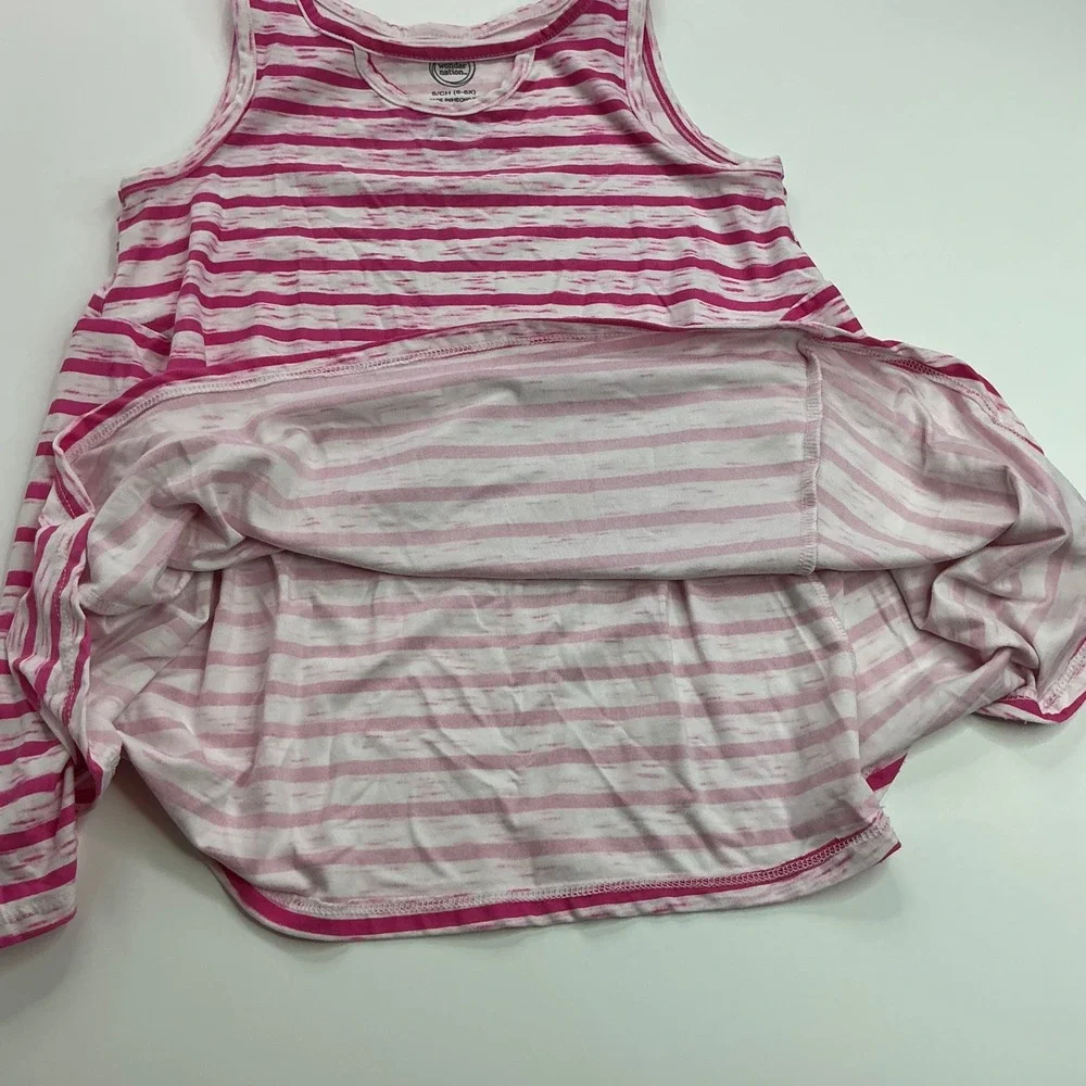 Wonder Nation Pink Striped Swing Tank Top Kids Size 6-6X Cutout Neckline